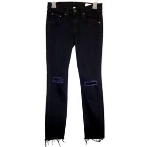 Rag and Bone womens Modele black distressed raw hem skinny jeans size 26